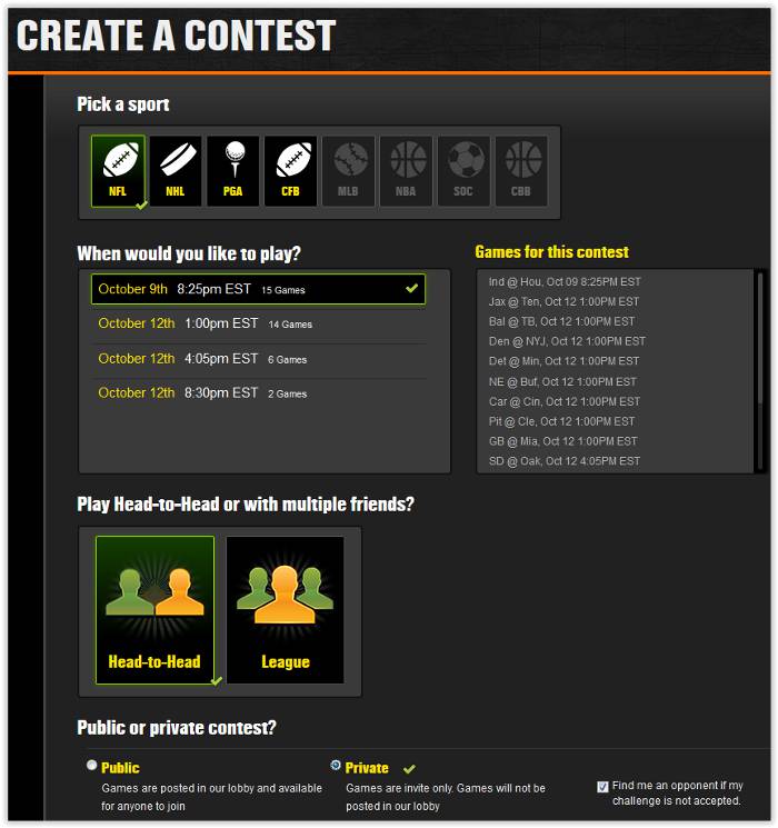 DraftKings Create Contest