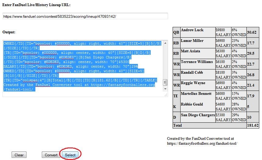 FanDuel Forum Tool FanDuel Forum Tool