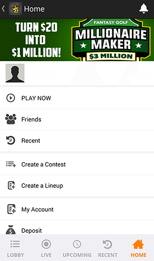 DraftKings App Home Page