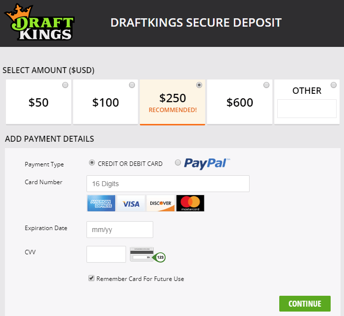 does draftkings charge to deposit money
